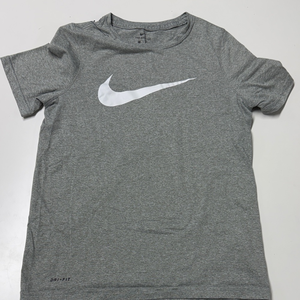 Nike Kids Grey Short-Sleeve Tee with White Swoosh